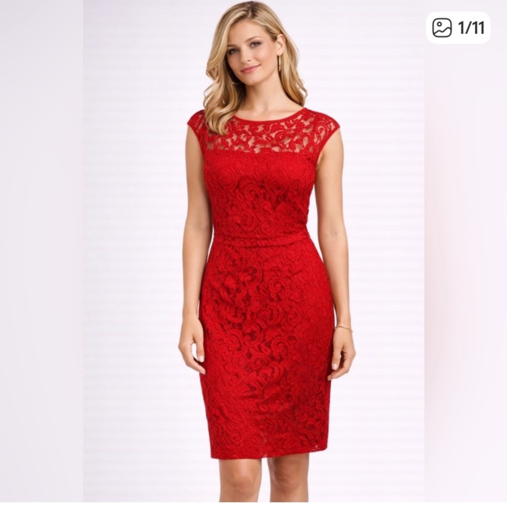 Banana Republic Elegant Red Lace Dress- size 6P